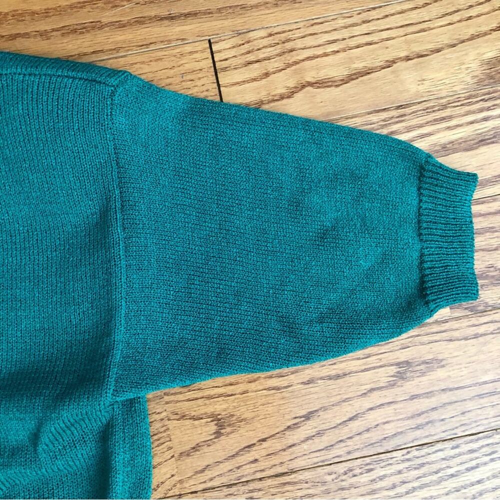 Kathryn Conover Sweater Top Puff Sleeves 80s Vintage Green Blue Women’s Size M - Picture 11 of 15
